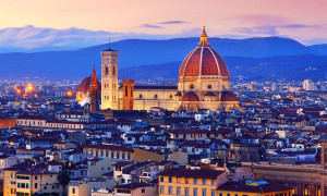 Florence cityscape and Duomo Santa Maria Del Fiore at sunset, Florence, Italy.