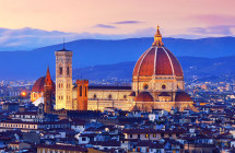 Florence cityscape and Duomo Santa Maria Del Fiore at sunset, Florence, Italy.